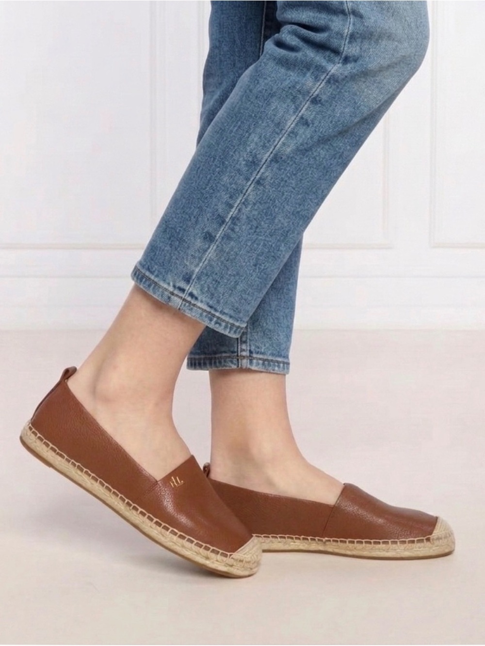 Ralph Lauren Women’s Espadrille Slip-On Shoes Brown Leather Look Size 8.5